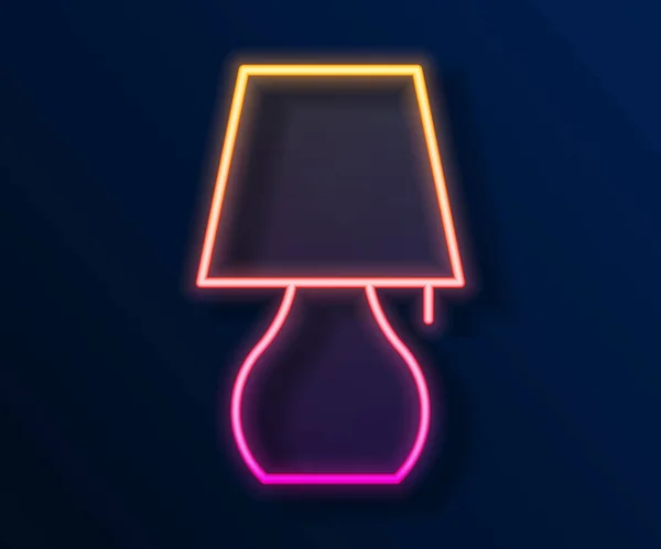 Świecąca Neonowa Linia Ikona Lampy Stołowej Izolowana Czarnym Tle Światło — Wektor stockowy