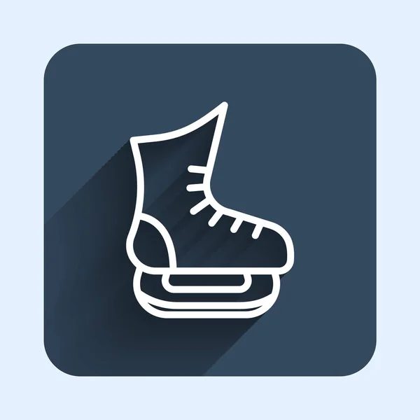 White Line Skates Icon Isolated Long Shadow Background Ice Skate — Stock Vector