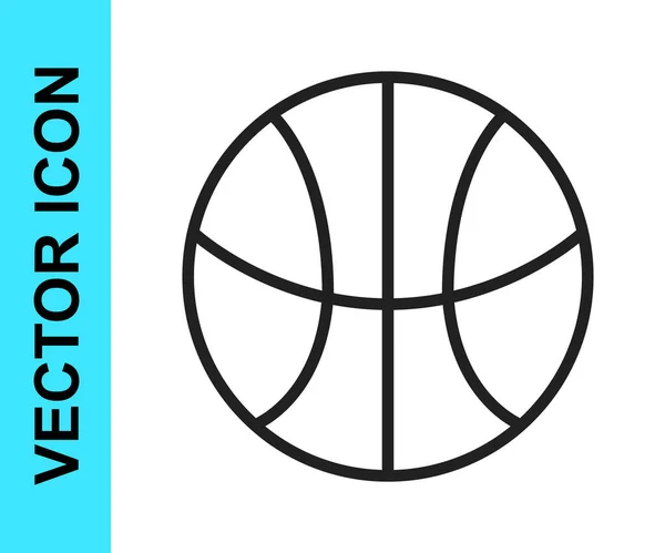 Svart Linje Basket Bollen Ikon Isolerad Vit Bakgrund Sport Symbol — Stock vektor
