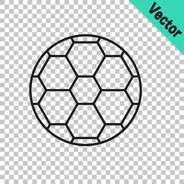 Schwarze Linie Fußball Ball Symbol Isoliert Auf Transparentem Hintergrund Sportgeräte — Stockvektor