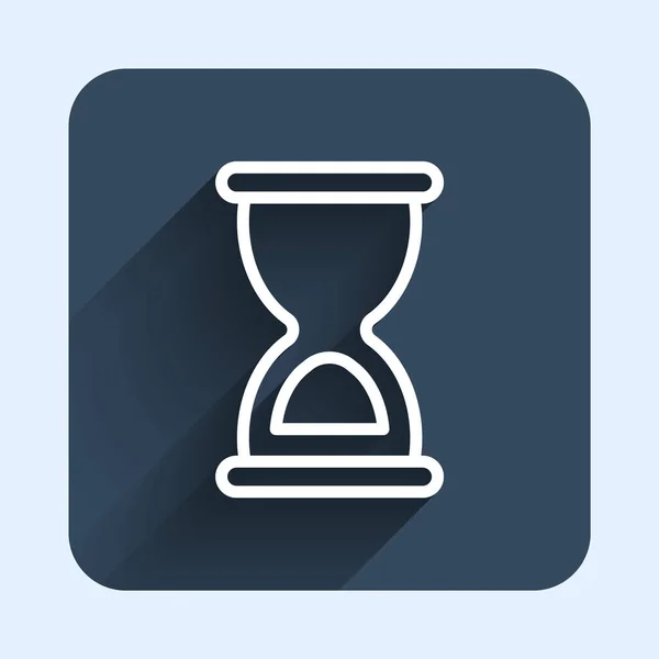 White Line Old Hourglass Flowing Sand Icon Isolated Long Shadow — Stok Vektör