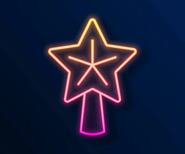 Zářící Neon Line Vánoční Hvězda Ikona Izolované Černém Pozadí Veselé — Stockový vektor