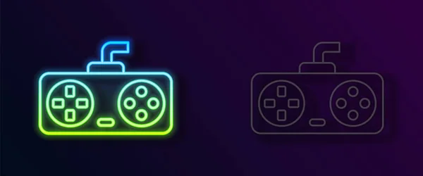 Zářící Neonová Čára Herní Ovladač Nebo Joystick Pro Ikonu Herní — Stockový vektor