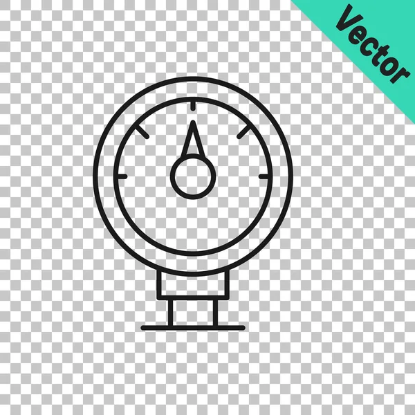 Black Line Motor Gas Gauge Icon Isolated Transparent Background Empty — Stock Vector