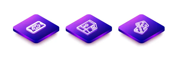 Set Isometric Line Mobile Gaming Case Computer Game Dice Icon — Stock Vector