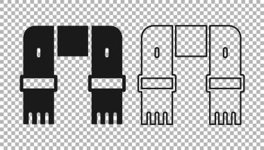 Şeffaf arkaplanda siyah kış eşarbı simgesi izole edildi. Vektör.