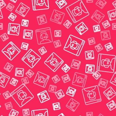 Beyaz hat Telefon 24 saat boyunca kırmızı arkaplanda izole edilmiş ikon desteği. Tüm gün müşteri destek merkezi. Tam zamanlı çağrı servisi. Vektör.