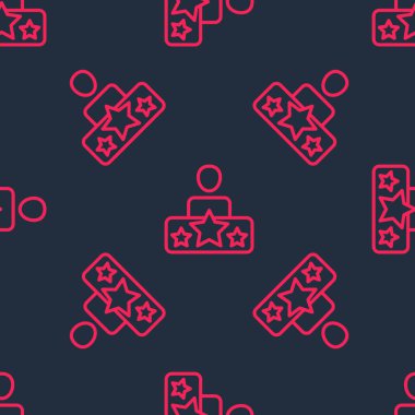 Kırmızı çizgi aktör yıldız simgesi siyah arkaplanda izole edilmiş. Vektör.