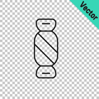 Siyah çizgi Candy simgesi şeffaf arkaplanda izole edildi. Mutlu Cadılar Bayramı Partisi. Vektör.