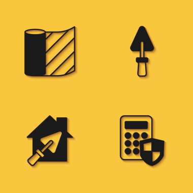 Duvar Kağıdı Güvenlik tuş takımı giriş panelini mala ve uzun gölgeli Trowel simgesiyle ayarla. Vektör.