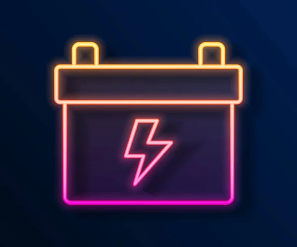 Leuchtende Leuchtschrift Autobatterie Symbol Isoliert Auf Schwarzem Hintergrund Akkubatterie Energie — Stockvektor