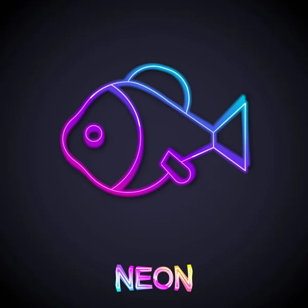 Zářící Neonová Čára Ikona Fish Izolovaná Černém Pozadí Vektor — Stockový vektor