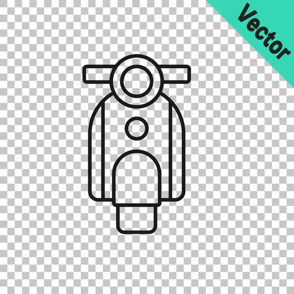 Black Line Scooter Icon Isolated Transparent Background Vector — Stock Vector
