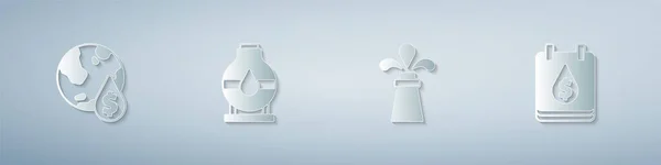 Définir Goutte Huile Avec Symbole Dollar Réservoir Plate Forme Stockage — Image vectorielle