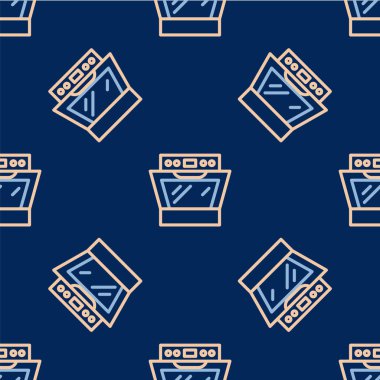 Fırın simgesi mavi arkaplanda izole edilmiş. Fırın tabelası. Vektör.