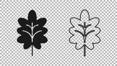 Şeffaf arkaplanda siyah yaprak simgesi izole edildi. İşaret bırakıyor. Taze doğal ürün sembolü. Vektör