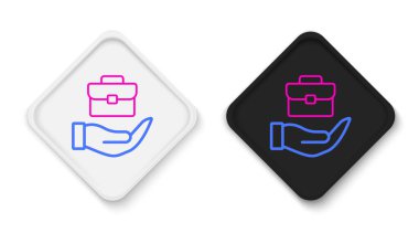 Çizgi El evrak çantası simgesi beyaz arkaplanda izole edildi. Sigorta konsepti. Güvenlik, güvenlik, koruma, konsept koruma. Renkli taslak konsepti. Vektör.