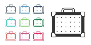 Siyah Gitar yükseltici simgesi beyaz arkaplanda izole edildi. Müzik aleti. Simgeleri renklendirin. Vektör.