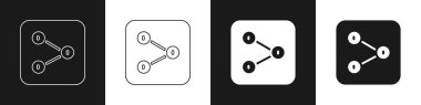 Set Share icon isolated on black and white background. Share, sharing, communication pictogram, social media, connection, network. Vector.