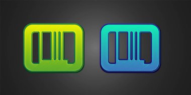 Green and blue Barcode icon isolated on black background. Vector.