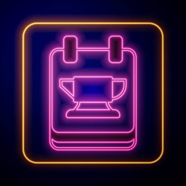 Parlayan neon neon demirci örs aracı simgesi siyah arkaplanda izole edildi. Metal dövmesi. Kalpazanlık aleti. Vektör.