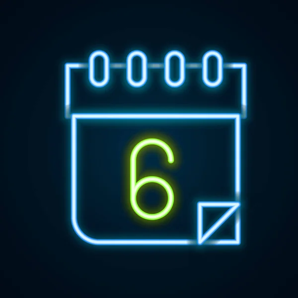 Icona Luminosa Neon Linea Calendario Isolato Sfondo Nero Simbolo Promemoria — Vettoriale Stock