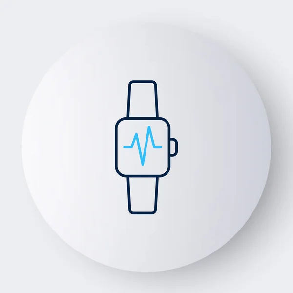 Line Smart Horloge Met Hartslag Pictogram Geïsoleerd Witte Achtergrond Fitness — Stockvector