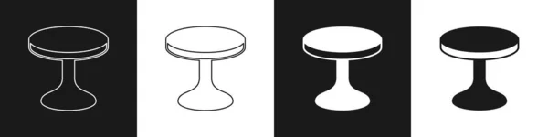 Set Table Symbol Isoliert Auf Schwarzem Und Weißem Hintergrund Vektor — Stockvektor