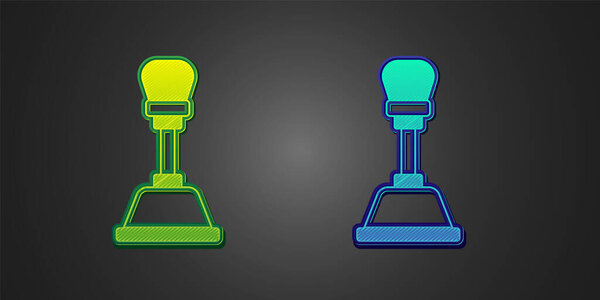 Green and blue Gear shifter icon isolated on black background. Manual transmission icon. Vector.