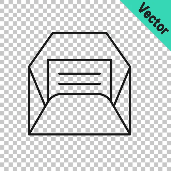 Ligne Noire Icône Enveloppe Isolée Sur Fond Transparent Concept Message — Image vectorielle