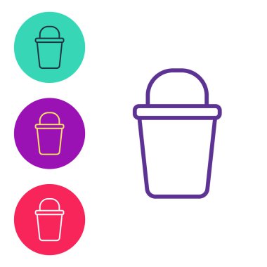 Set line Bucket icon isolated on white background. Cleaning service concept. Set icons colorful. Vector.