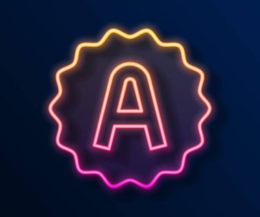Siyah zemin üzerinde A + sınıfı simgesi olan parlak neon çizgi sınav kağıdı. Sınav kağıdı, sınav ya da araştırma konsepti. Sınav ya da sınav. Vektör.