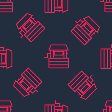 Kırmızı çizgi siyah arkaplanda izole edilmiş ikon deseni. Vektör.