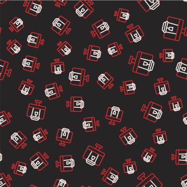 Çevrimiçi sipariş verme ve fast food dağıtım ikonu siyah arka planda izole edilmiş kusursuz desen. Vektör