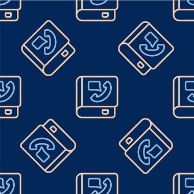 Satır Telefon rehberi simgesi mavi arkaplanda izole edilmiş kusursuz desen. Adres defteri. Telefon rehberi. Vektör