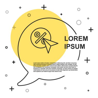 Siyah çizgi indirimli etiket simgesi beyaz arkaplanda izole edildi. Etiket alışverişi. Özel teklif işareti. İndirim kuponları sembolü. Rastgele dinamik şekiller. Vektör