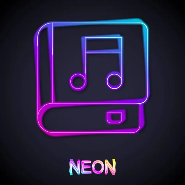 Gloeiende Neon Lijn Audio Book Icoon Geïsoleerd Zwarte Achtergrond Muzikale — Stockvector