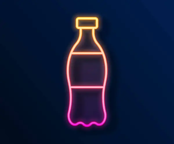 Glowing Neon Line Bottle Water Icon Isolated Black Background Tanda - Stok Vektor