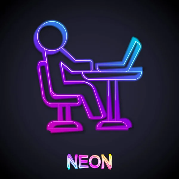 Gloeiende Neon Lijn Freelancer Icoon Geïsoleerd Zwarte Achtergrond Een Freelancer — Stockvector