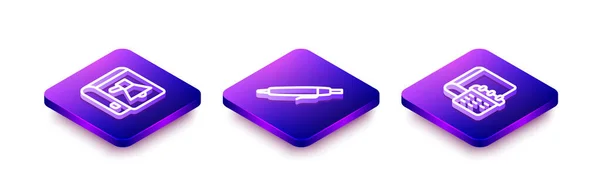 Встановити Isometric Line Book Pen Daily Paper Notepad Icon Вектор — стоковий вектор