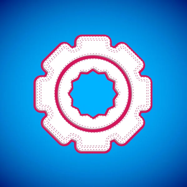 White Gear Icon Isolated Blue Background Cogwheel Gear Settings Sign — Stock Vector