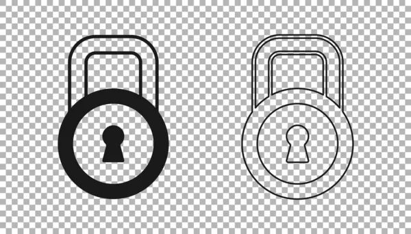 Black Lock Symbol Isoliert Auf Transparentem Hintergrund Vorhängeschloss Sicherheit Sicherheit — Stockvektor