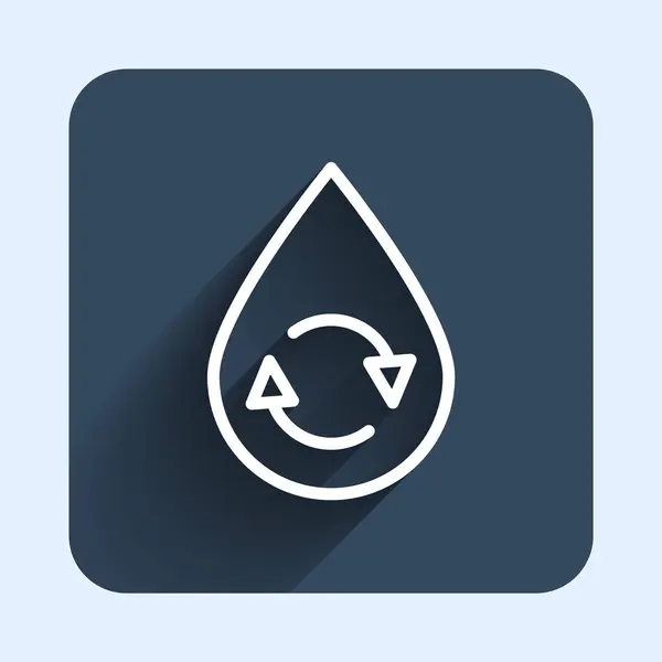 Weiße Linie Recycle Sauberes Aqua Symbol Isoliert Mit Langem Schatten — Stockvektor