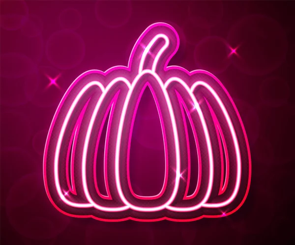 Glowing Neon Line Pumpkin Icon Isolated Red Background Happy Halloween — 图库矢量图片