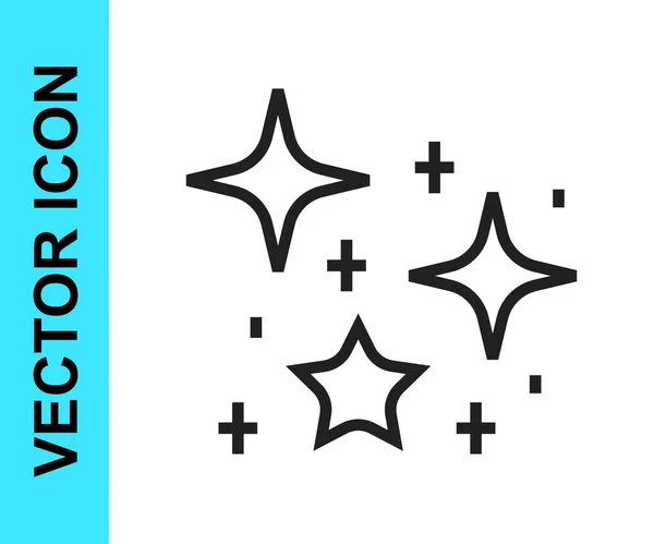 Ligne Noire Étoiles Scintillantes Avec Icône Magique Particules Scintillantes Isolées — Image vectorielle