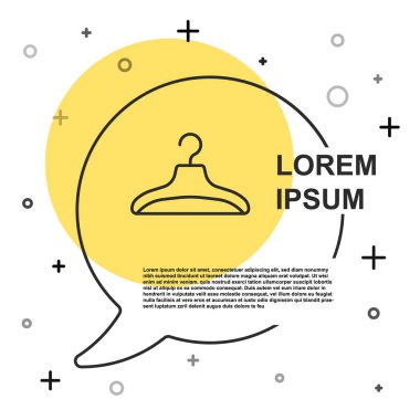 Siyah çizgi elbise askısı ikonu beyaz arka planda izole edildi. Vestiyer ikonu. Kıyafet servis sembolü. Çamaşır askı tabelası. Rastgele dinamik şekiller. Vektör