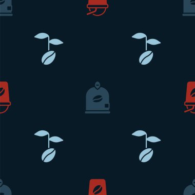 Buzlu kahve, poşet fasulye ve kahveyi pürüzsüz desenlere ayır. Vektör