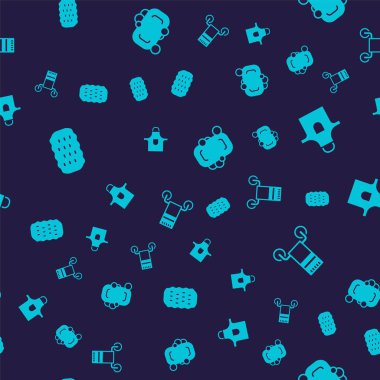 Sünger, mutfak önlüğü, sabun ve havlu askısı kusursuz desenli. Vektör