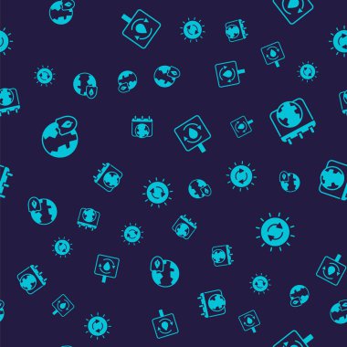 Dünya 'yı kalkanla, Dünya günüyle, temiz su ve güneş enerjisi panelini pürüzsüz bir şekilde geri dönüşümle donatın. Vektör