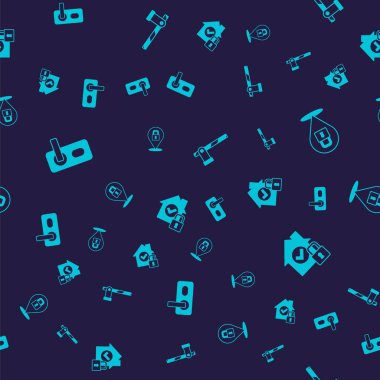 Parmak izi kapı kilidini, kilidi, park arabası bariyerini ve House 'u sorunsuz bir şekilde korumaya alın. Vektör